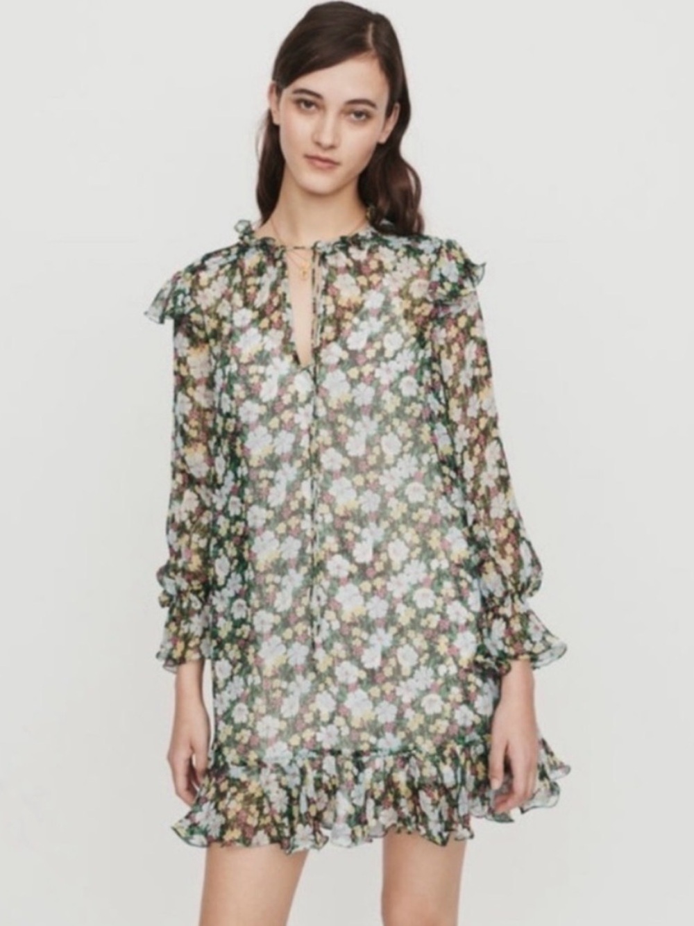 MAJE Rullina Floral Ruffle Dress - Picture 1 of 8